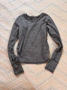 Zella Heather Gray Long Sleeve Athletic Crew Top